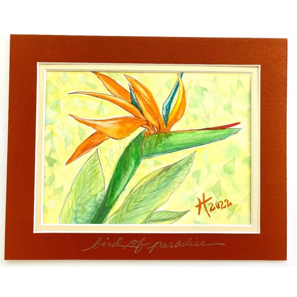 Bird of Paradise - Original Wall Art Handmade Watercolor Florida Flowers 8"x10" - Picture 2 of 6